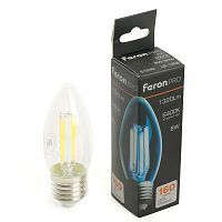 Лампа светодиодная LB-1208 8Вт C35 свеча прозрачная 6400К E27 1320лм 175-265В FERON 51243