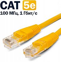 Патч-корд U/UTP, кат.5e, 26AWG(7x0.16 мм), чистая медь, PVC, жёлтый, 10 м Filum FL-U5-C-10M-Y
