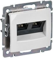 Розетка компьютерная 2-м СП Valena RJ45 кат.5E UTP на захватах механизм бел. IEK 774231